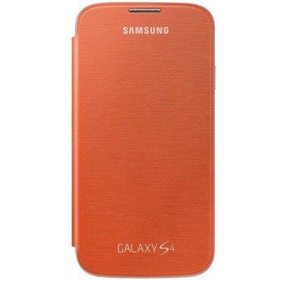 Samsung Galaxy S4 (i9500) Flip Wallet atverčiamas oranžinis dėklas / Priedai.lt
