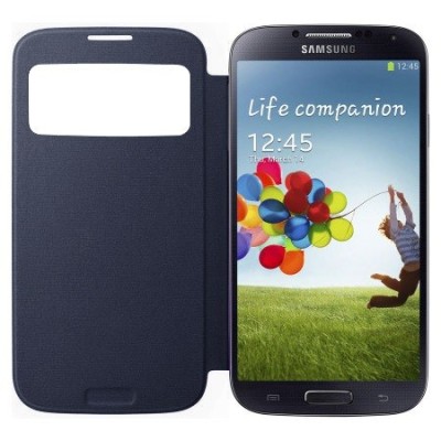 Samsung Galaxy S4 (I9500) S View Cover atverčiamas tamsiai mėlynas dėklas / Priedai.lt