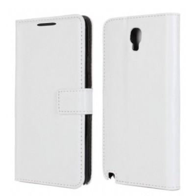 Samsung Galaxy Note 3 Neo (N7505, N7500, N7502) atverčiamas baltas odinis dėklas - piniginė / Priedai.lt