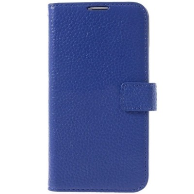 Samsung Galaxy S5 (S5 Neo) lychee atverčiamas mėlynas odinis dėklas - piniginė / Priedai.lt