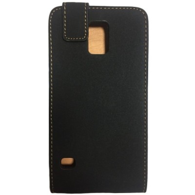 Samsung Galaxy S5 (S5 Neo) „Retro“ vertikāli melns atvēramais futrālis / Vacins.lv