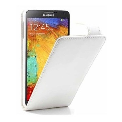 Klasikinis atverčiamas baltas odinis Samsung Galaxy Note 3 N9005 dėklas / Priedai.lt