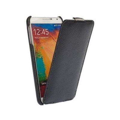 Vertikaliai atverčiamas juodas odinis Samsung Galaxy Note 3 N9005 dėklas / Priedai.lt