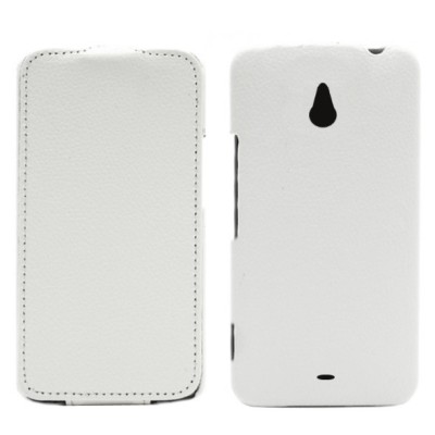 Nokia Lumia 1320 vertikāli ādas vertikāli atvēramais balts futrālis / Vacins.lv