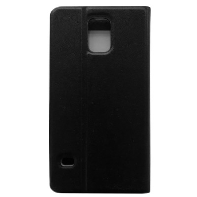 Samsung Galaxy S5 G900 (S5 Neo G903) juodas odinis atverčiamas „Fashion“ dėklas su langeliu / Priedai.lt