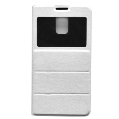Samsung Galaxy S5 G900 (S5 Neo G903) baltas odinis atverčiamas „Fashion“ dėklas su langeliu / Priedai.lt