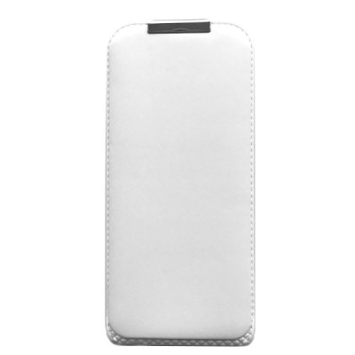 Vertikaliai atverčiamas baltas odinis Apple iPhone SE (5, 5s) dėklas / Priedai.lt