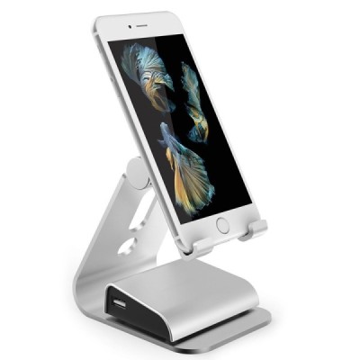 Universalus sidabrinis telefono / planšetės mini laikiklis, stovas / Priedai.LT