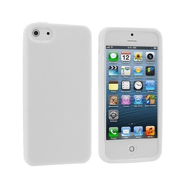 „Rubber“ cieta silikona (TPU) apvalks - balts (iPhone 5 / 5S / SE 2016)