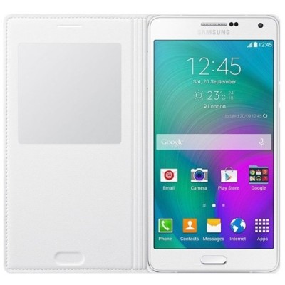 Samsung Galaxy A7 (A700) ādas atvēramais balts maciņš ar lodziņu / Vacins.lv