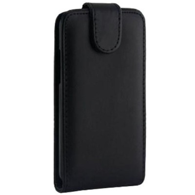 Samsung Galaxy Core 2 G355 vertikaliai atverčiamas juodas odinis dėklas / Priedai.lt