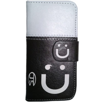 Samsung Galaxy S4 mini (i9195, i9190 ir i9192) „Smile“ atverčiamas juodas odinis dėklas - piniginė / Priedai.lt