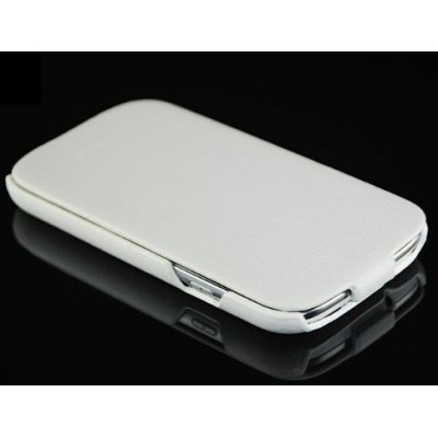 Vertikaliai atverčiamas odinis baltas Samsung Galaxy S3 i9300 dėklas (dėkliukas) / Priedai.lt