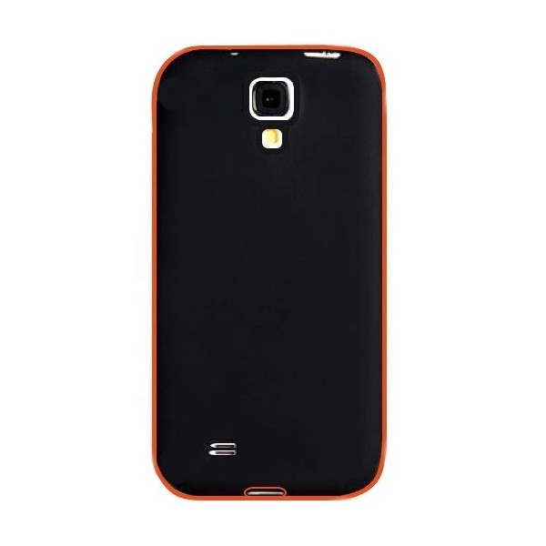 Plastikinis dėklas su kieto silikono rėmu - juodas / oranžinis (Galaxy S4)