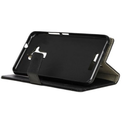 Asus Zenfone 3 Max (ZC520TL) atvēramais melns ādas „Crazy Horse“ futrālis - maciņš / Vacins.lv