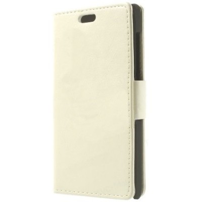 Huawei Ascend P7 Mini atvēramais balts ādas futrālis - maciņš / Vacins.lv