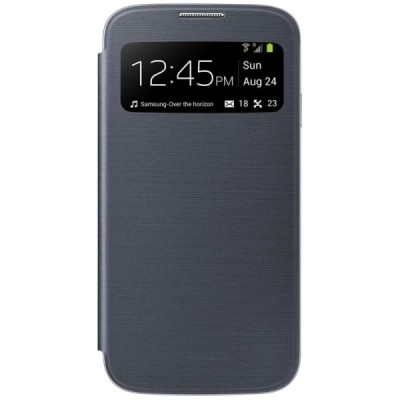 Samsung Galaxy S4 (I9500) S View Cover atverčiamas juodas dėklas / Priedai.lt