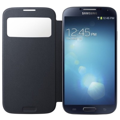 Samsung Galaxy S4 (I9500) S View Cover atverčiamas juodas dėklas / Priedai.lt
