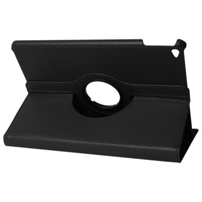 Apple iPad Air 2 atvēramais melns ādas maciņš, grozās 360° grādu apjomā / Vacins.lv