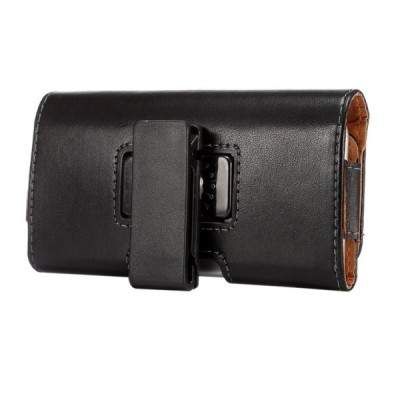 Universalus „Retro“ juodas odinis dėklas prie diržo (L dydis) / Priedai.lt