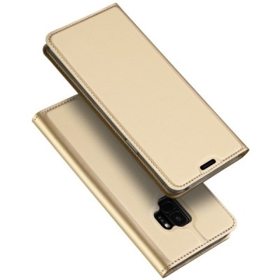 Samsung Galaxy S9 (G960) „Dux Ducis“ Skin sērijas zelta ādas atvērams maciņš / Vacins.lv
