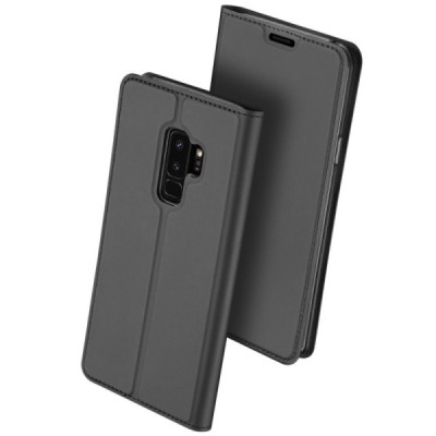 Samsung Galaxy S9+ (G965) „Dux Ducis“ Skin sērijas melns ādas atvērams maciņš / Vacins.lv