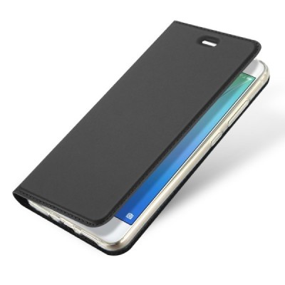 Huawei P10 Lite „Dux Ducis“ Skin sērijas melns ādas atvērams maciņš / Vacins.lv