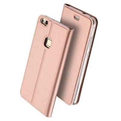 Huawei P10 Lite „Dux Ducis“ Skin sērijas rozs ādas atvērams maciņš / Vacins.lv
