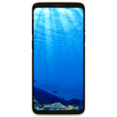 Samsung Galaxy S9 (G960) Nillkin Frosted Shield auksinis plastikinis dėklas + apsauginė ekrano plėvelė / Priedai.lt