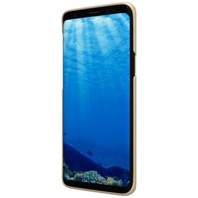 Samsung Galaxy S9 (G960) Nillkin Frosted Shield auksinis plastikinis dėklas + apsauginė ekrano plėvelė / Priedai.lt