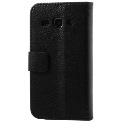 Samsung Galaxy Ace 3 (S7270) atvēramais ādas melns maciņš (maks) / Vacins.lv