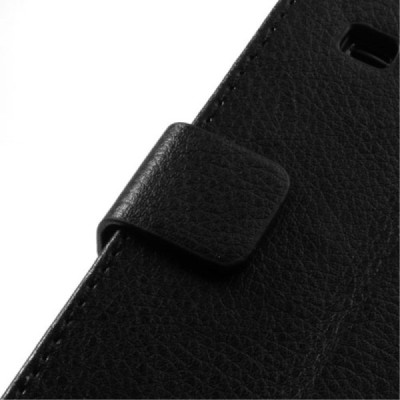 Samsung Galaxy Ace 3 (S7270) atvēramais ādas melns maciņš (maks) / Vacins.lv