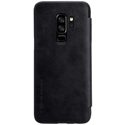 Greznais „Nillkin“ Qin sērijas ādas atvērams melns Samsung Galaxy S9+ (G965) maciņš / Vacins.lv