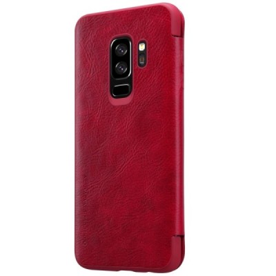 Prabangus „Nillkin“ Qin serijos raudonas odinis atverčiamas Samsung Galaxy S9+ (G965) dėklas / Priedai.lt