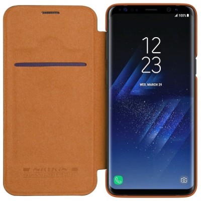 Greznais „Nillkin“ Qin sērijas ādas atvērams brūns Samsung Galaxy S9+ (G965) maciņš / Vacins.lv