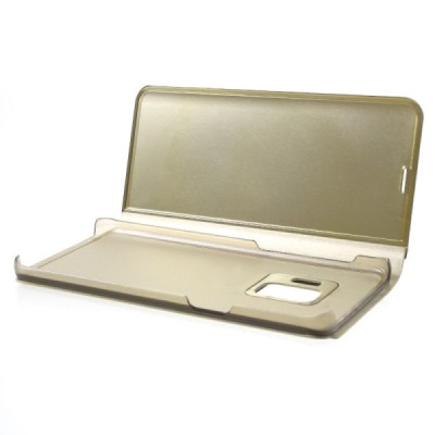 Samsung Galaxy S9 (G960) plastmasas atvērams zelta ādas maciņš / Vacins.lv