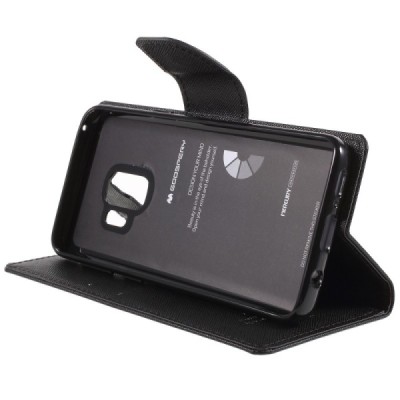 „Mercury“ Fancy Samsung Galaxy S9 (G960) melns ādas maciņš / Vacins.lv