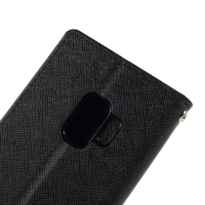 „Mercury“ Fancy Samsung Galaxy S9 (G960) melns ādas maciņš / Vacins.lv