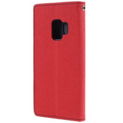 „Mercury“ Fancy Samsung Galaxy S9 (G960) sarkans ādas maciņš / Vacins.lv