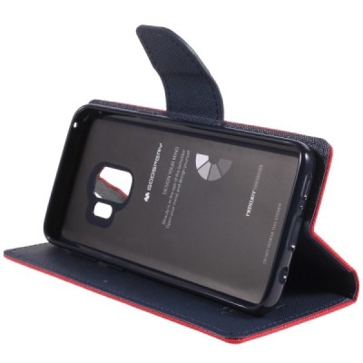 „Mercury“ Fancy Samsung Galaxy S9 (G960) sarkans ādas maciņš / Vacins.lv