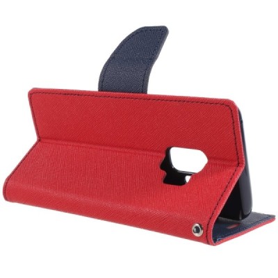 „Mercury“ Fancy Samsung Galaxy S9 (G960) sarkans ādas maciņš / Vacins.lv