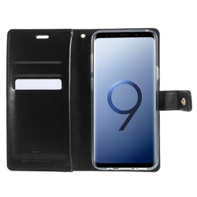 „Mercury“ Bravo Diary Samsung Galaxy S9+ (G965) juodas odinis dėklas / Priedai.lt