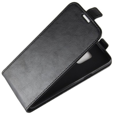 Samsung Galaxy S9 (G960) klasisks ādas vertikāli atvēramais melns maciņš / Vacins.lv