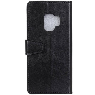 Samsung Galaxy S9 (G960) atvēramais ādas melns maciņš (maks) / Vacins.lv