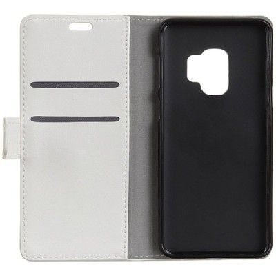 Samsung Galaxy S9 (G960) atverčiamas baltas odinis dėklas - piniginė / Priedai.lt