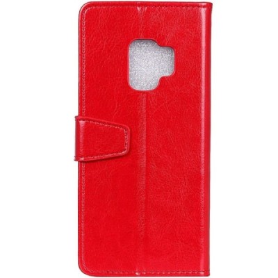 Samsung Galaxy S9 (G960) atvēramais ādas sarkans maciņš (maks) / Vacins.lv