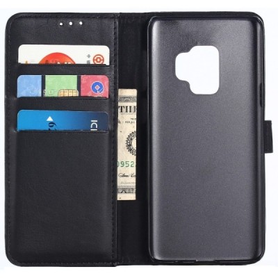 Samsung Galaxy S6 (G960) atvēramais ādas melns retro maciņš (maks) / Vacins.lv