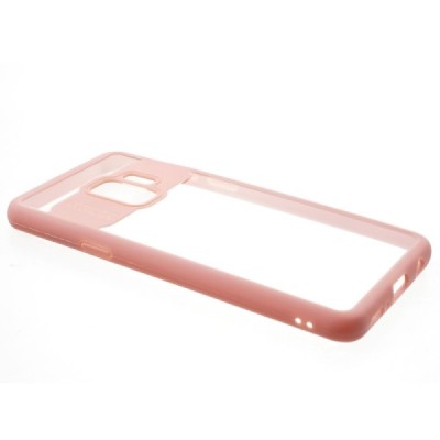 Samsung Galaxy S9 (G960) skaidrus rožinės spalvos apvadais kieto silikono (TPU) dėklas / Priedai.lt