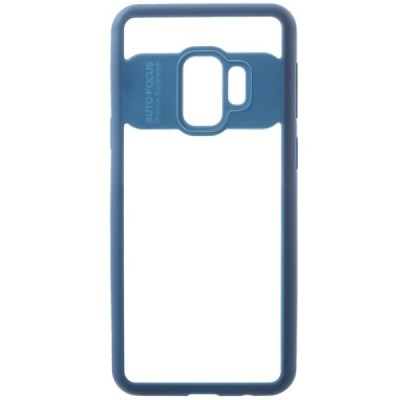Samsung Galaxy S9 (G960) skaidrus mėlynos spalvos apvadais kieto silikono (TPU) dėklas / Priedai.lt