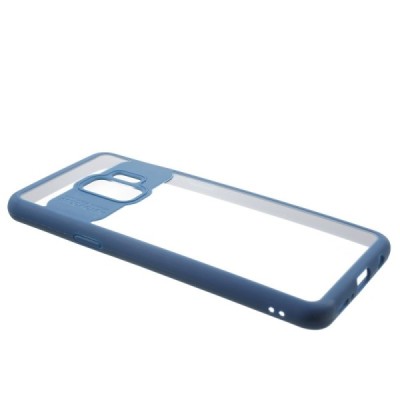 Samsung Galaxy S9 (G960) skaidrus mėlynos spalvos apvadais kieto silikono (TPU) dėklas / Priedai.lt
